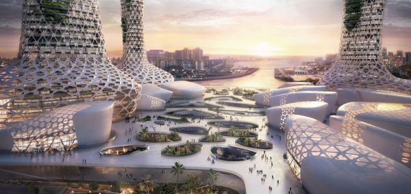 Le Symbiotic Towers sono state progettate per rispondere al clima torrido di Dubai