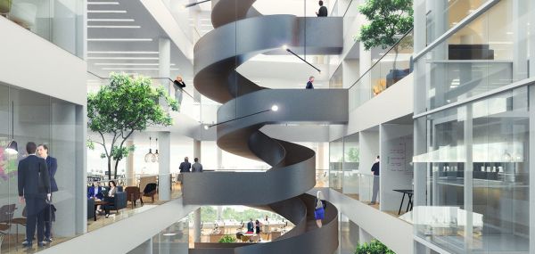 Grande scala a chiocciola nuovo Campus dell’NGI di Oslo