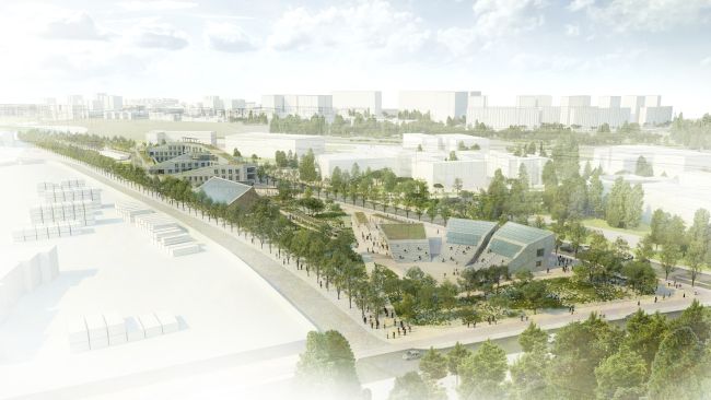 Reinventing Cities: Vista generale del complesso Campus for Living Cities a Vallecas, Madrid