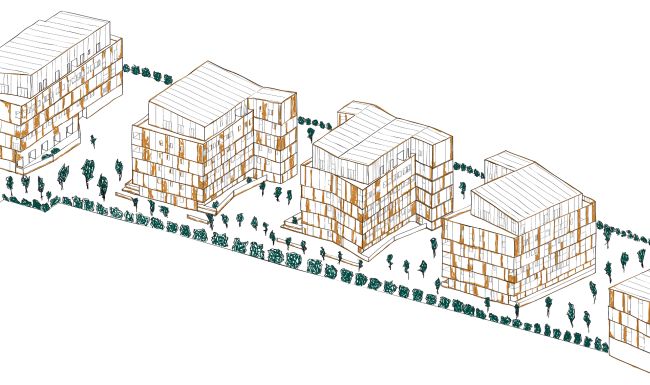 Bozza del progetto degli edifici del cohousing al Naviglio Grande di Milano 