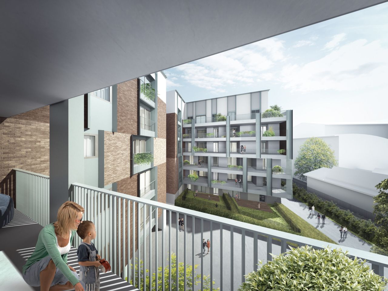 Rendering progetto cohousing al Naviglio Grande firnato Cino Zucchi Architects 
