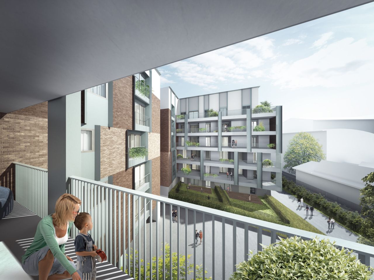 Rendering progetto cohousing al Naviglio Grande firnato Cino Zucchi Architects 