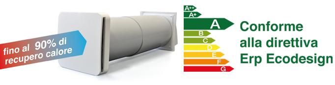 Il recuperatore di calore Recupero HC permette di recuperare fino al 90% di energia