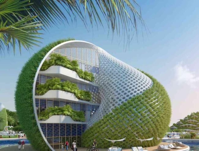 L'eco resort Nautilus ospita cascate di giardini verticali 