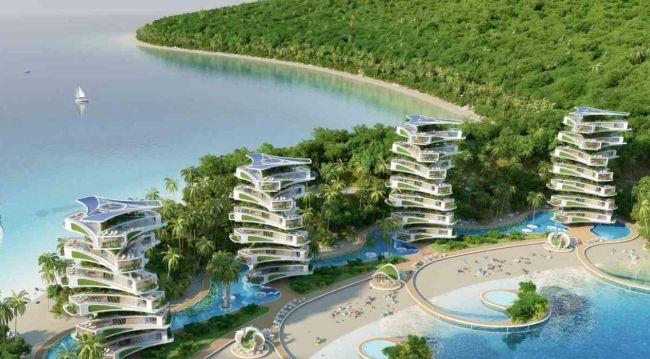 Sono 12 le torri a spirale ecosostenibili dell'eco resort Nautilus