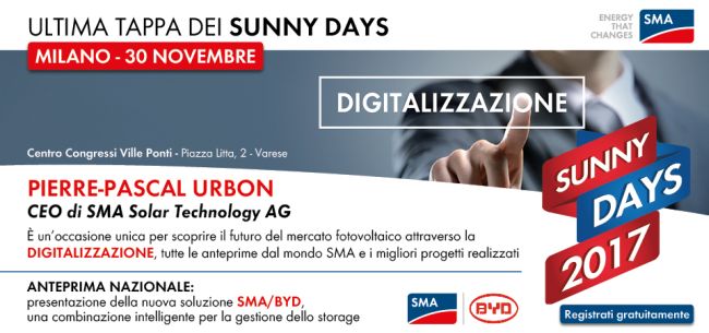 Sunny Days SMA a Varese il 30 novembre