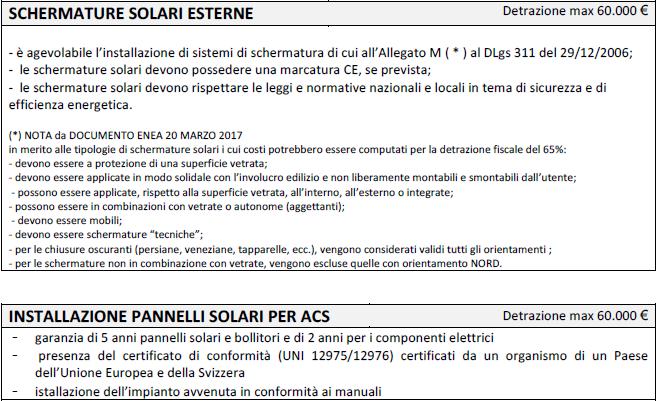 ecobonus per schermature solari