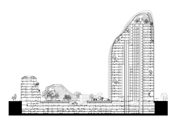 Sezione del progetto Chaoyang Park Plaza