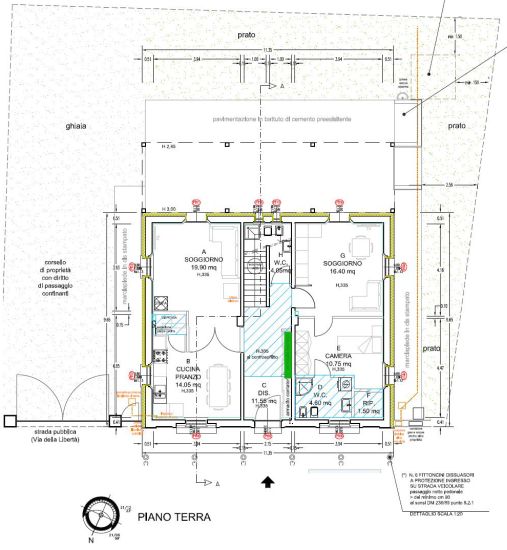 pianta del progetto di riqualificazione di un edificio del 1926 a bologna