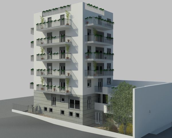 Render del nuovo progetto realizzato a Milano con blocchi Normablok di Fornaci Laterizi Danesi