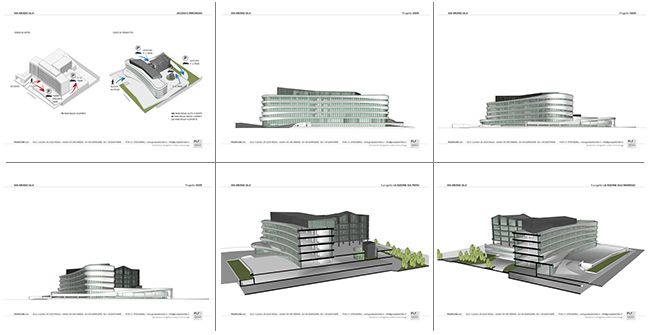 Piante del progetto Arcadia Center, futura sede dell’head quarter di Volkswagen a Milano