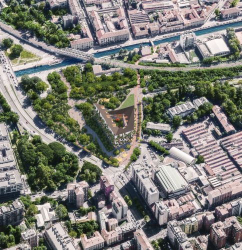 Corte Verde nel quartiere San Cristoforo a Milano, edificio immerso nel verde