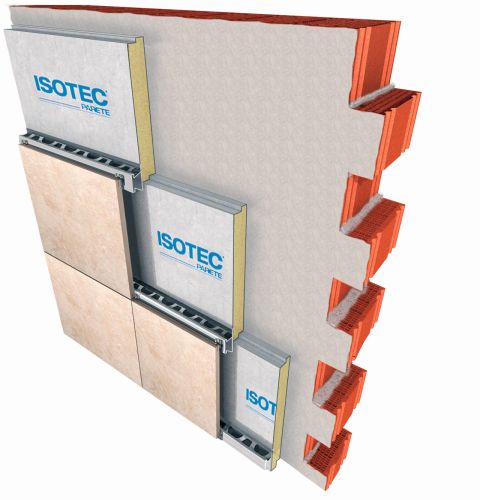 Sistema isolante Isotec parete con Gres porcellanato