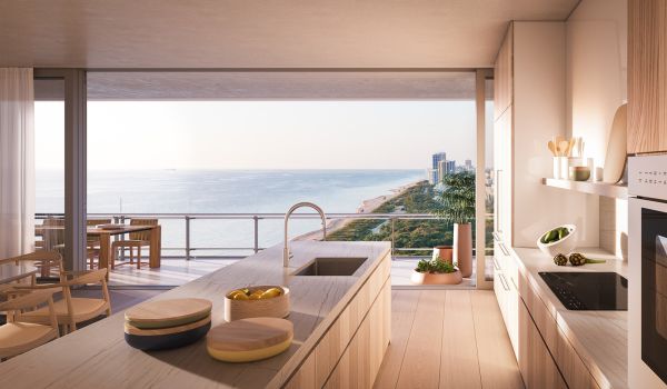 Interno di un appartamento dell'Eighty Seven Park di Miami progettato da Renzo Piano