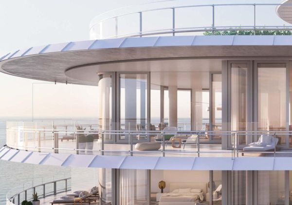 Particolare delle terrazze del complesso residenziale Eighty Seven Park a Miami