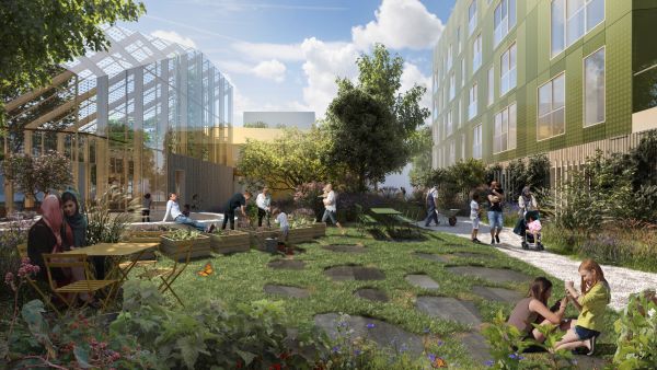 Il cortile di Urban Village, progetto reinventing citieas a oslo