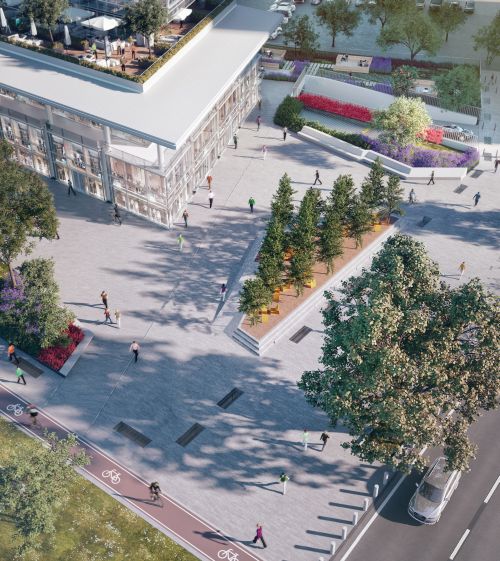 Il parco davanti al nuovo grattacielo Gioia 22 di Milano