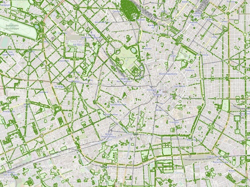 Mappa di Milano verde