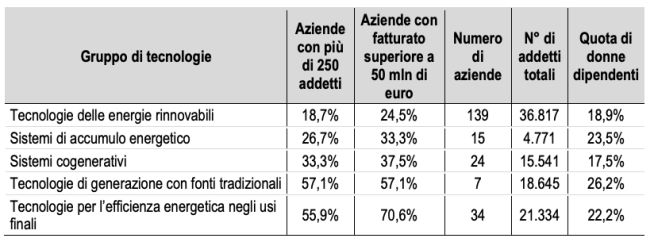 Energia green e ricerca: caratteristiche delle aziende censite