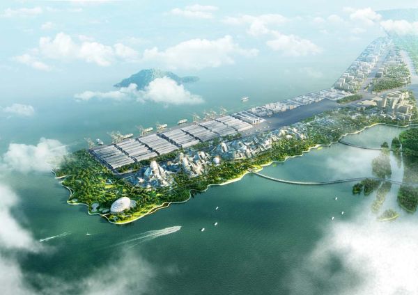 Nuovo campus tecnologico di Tencent a Shenzhen, che sembra una catena montuosa