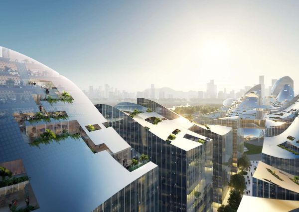 Nuovo headquarter Tencent a Shenzhen: tetti ondulati coperti da pannelli fotovoltaici 