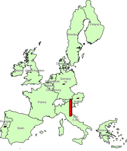 Produzione geotermoelettrica nell'UE dei 15 nel 2009 (GWh)