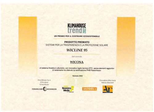 WICLINE 95 premiata con il KLIMAHOUSE TREND 2015 1