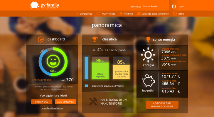 schermata dell'app My Solar Family