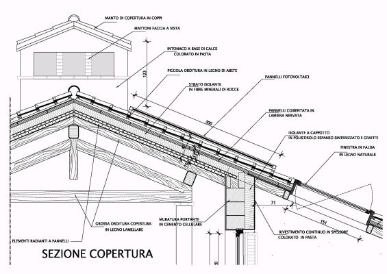 Complesso residenziale fontanile visconti Sezione tetto in legno