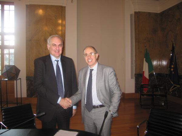Il Rettore del politecnico Giovanni Azzone e il Presidente di Biochemtex Guido Ghisolfi