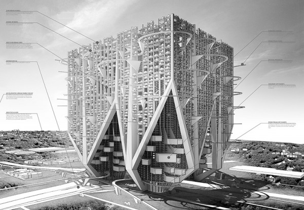 Progetto Car And Shell Skyscraper: Or Marinetti’s Monster secondo premio Skyscraper Competition