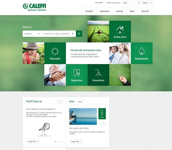 Il nuovo sito Caleffi, dinamico e internazionale