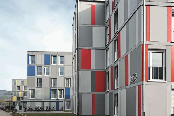 Progetto Residenze per studenti a Heidelberg. Finestre con sistemi in PVC SchücoAlu Inside.