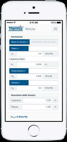 App per il calcolo del coefficiente di trasmissione termica delle finestre