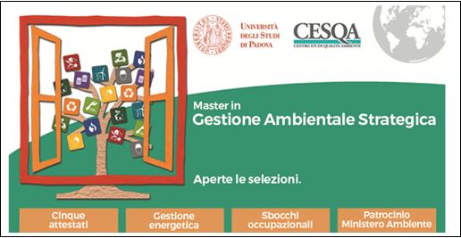 Aperte le selezioni per il Master in Gestione Ambientale Strategica