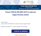 Forum ITALIA SOLARE 2019 è sold out, seguilo online