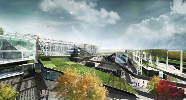 Render degli esterni dell’Headquarter di Tesisquare Chierasco-Brà 