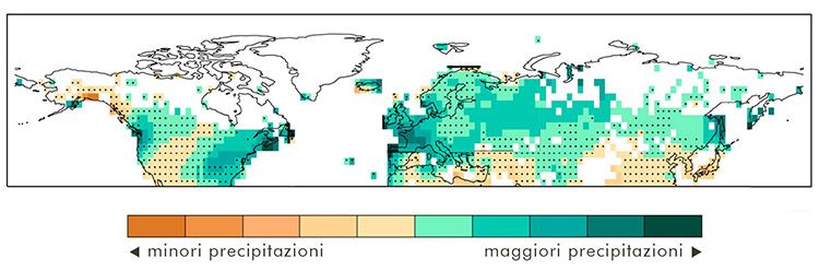 Correlazione tra precipitazioni e riscaldamento globale