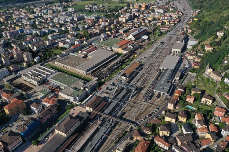 La zona dello scalo ferroviario di Bellinzona oggi 