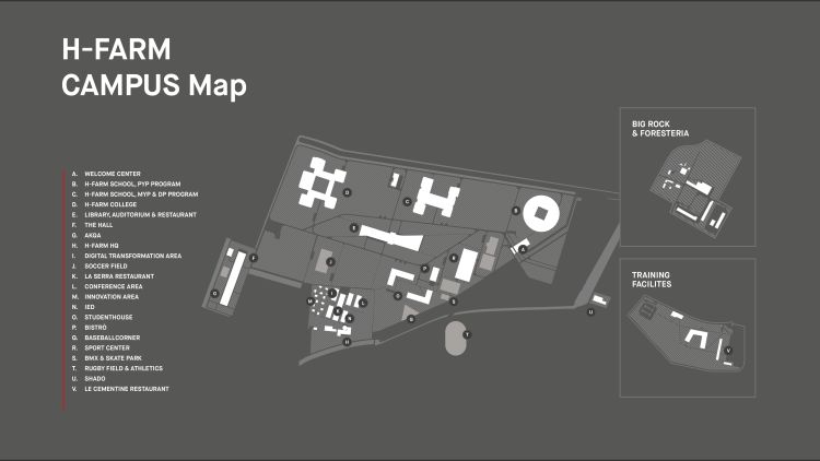 la mappa del campus di H-Farm a Ca’ Tron di Roncade
