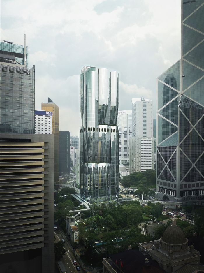 La ricca vegetazione ai piedi della torre Murray Road a Hong Kong 