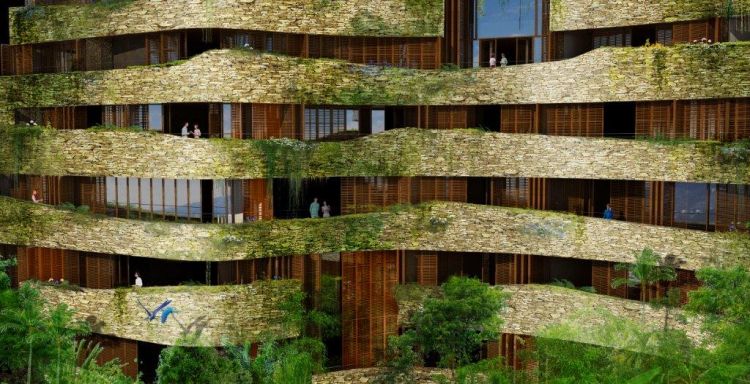 Aquarela: il complesso residenziale green in Ecuador con i balconi curvi