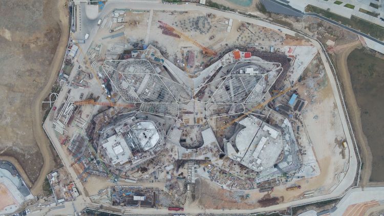 La fase costruttiva del Civic Art Center by ZHA in Cina