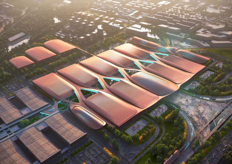 Render dell’International Exhibition Centre di Pechino