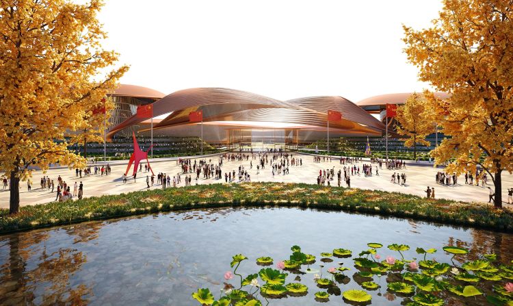 Render dell’International Exhibition Centre di Pechino