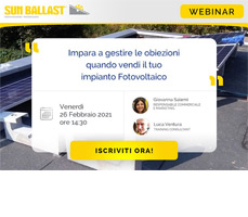 Webinar: l’impianto Fotovoltaico e la gestione delle obiezioni