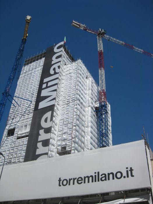 Torre Milano durante i lavori di cantiere