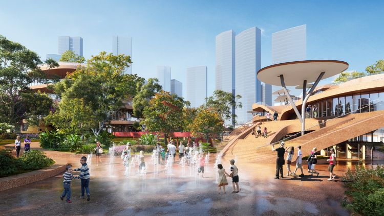 Shenzhen Terraces: i giochi d'acqua all'esterno