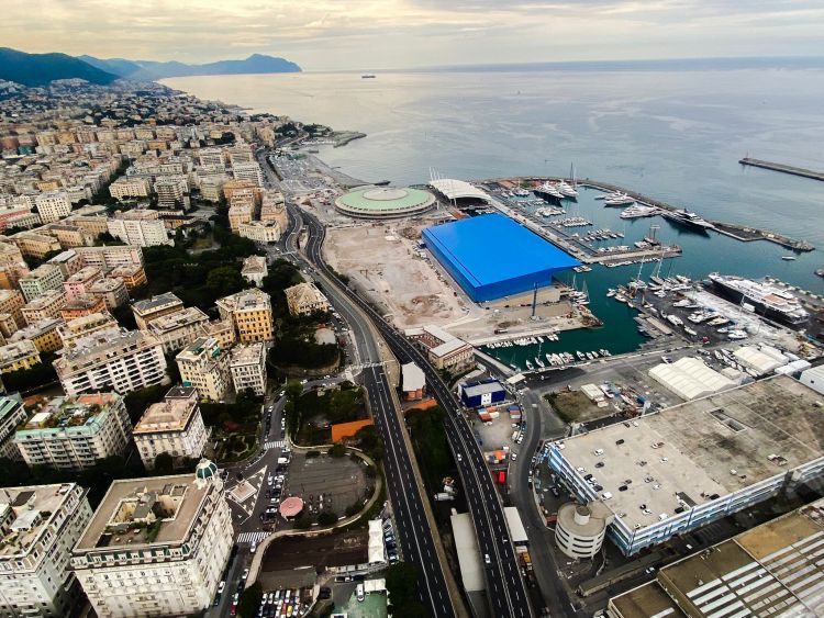 Vista dall’alto dell’area del masterplan del il Waterfront di Levante a Genova