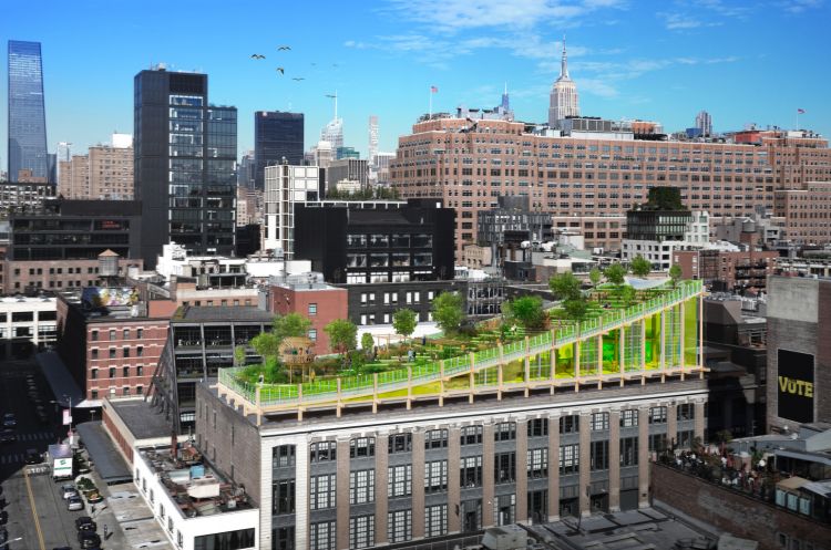 Rendering nuova sede di New York #WeThePlanet con tetto verde